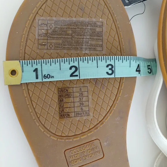 Forever 21 White Tan Tong Sandals With Ankle Straps Minimalist Design Size US 8 - Picture 12 of 12